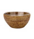 Bowl Loris - Pyrex glass and rattan honey