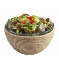 Bowl Loris - Pyrex glass and rattan white brushed