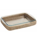 Gratin dish Lasagna - Pyrex glass and rattan white brushed