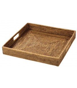 Large square tray Peter - rattan honey