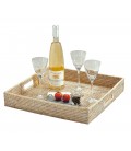 Large square tray Pacha - rattan white brushed