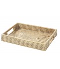 Plateau rectangulaire Babeth - rotin blanc cérusé