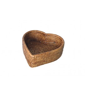 Small bin heart Timea - rattan colour honey