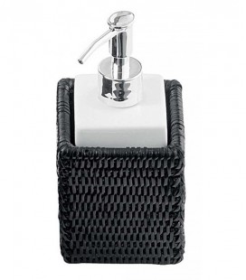 Distributor soap-and-rattan-black-and-white porcelain Maïda