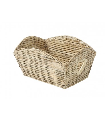 Recycle bin-rectangular - rattan-white brushed