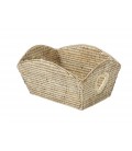 Trash can rectangular Amélie - rattan white brushed