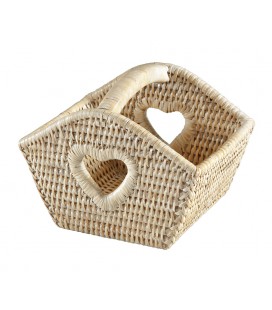 Mini basket Heart Madeleine - white brushed