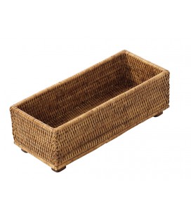 Small, rectangular plate on foot, David - rattan honey