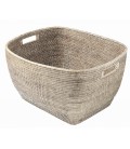 Laundry basket Luna - rattan white cerusé