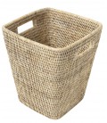 Wastepaper bin square Paul - rattan white brushed