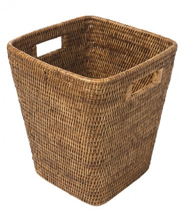 Wastepaper bin square Paul - rattan honey