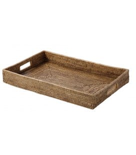 Large tray rectangular Marguerite - rattan honey