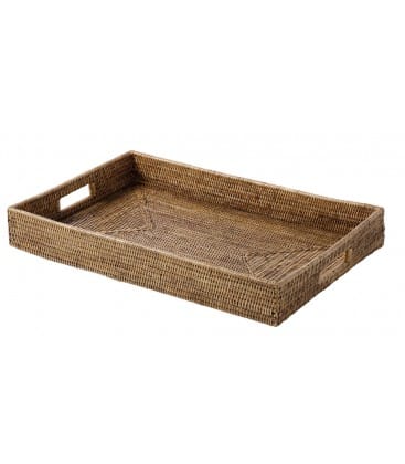 Large tray rectangular Marguerite - rattan honey