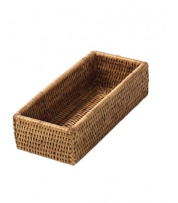 Trash can rectangular Fanie rattan honey