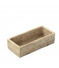 Trash can rectangular Fanie rattan white brushed