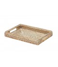 Small rectangular plate Taiki - rattan white brushed