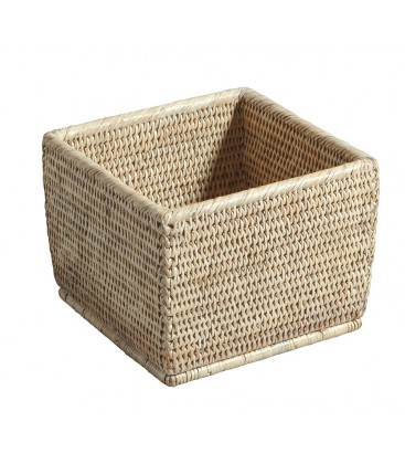 Trash square Fina, rattan white brushed