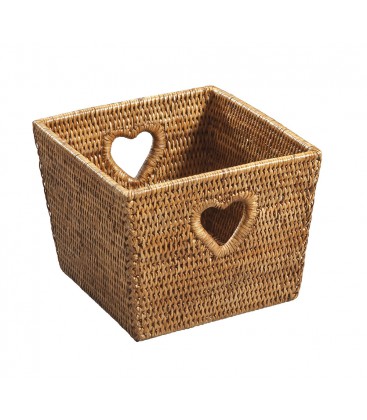 Trash square heart Tess - rattan honey