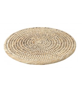 Below flat round rattan white brushed Saturnin 26.5 cm