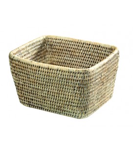 Trash trapeze in natural rattan - Elvira colour white brushed