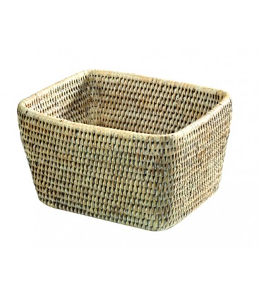 Trash trapeze in natural rattan - Elvira colour white brushed