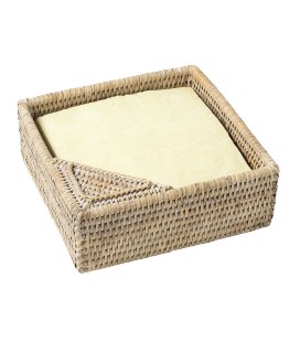 Range-serviettes Convives GM - rotin blanc cérusé